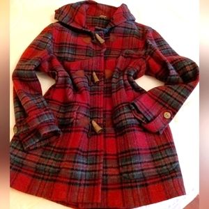Bass Red and Green Plaid Trench Coat